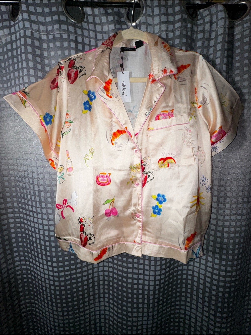 Nasty Gal Women’s Floral Print Satin Leisure Pajama Set NWT Sz Med